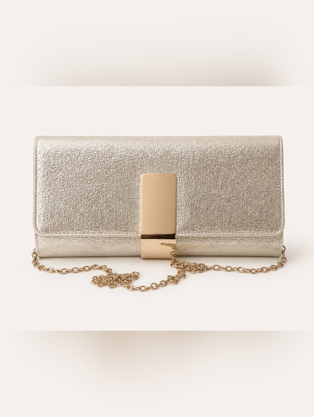 Metallic Gold Clutch with Chain Strap
